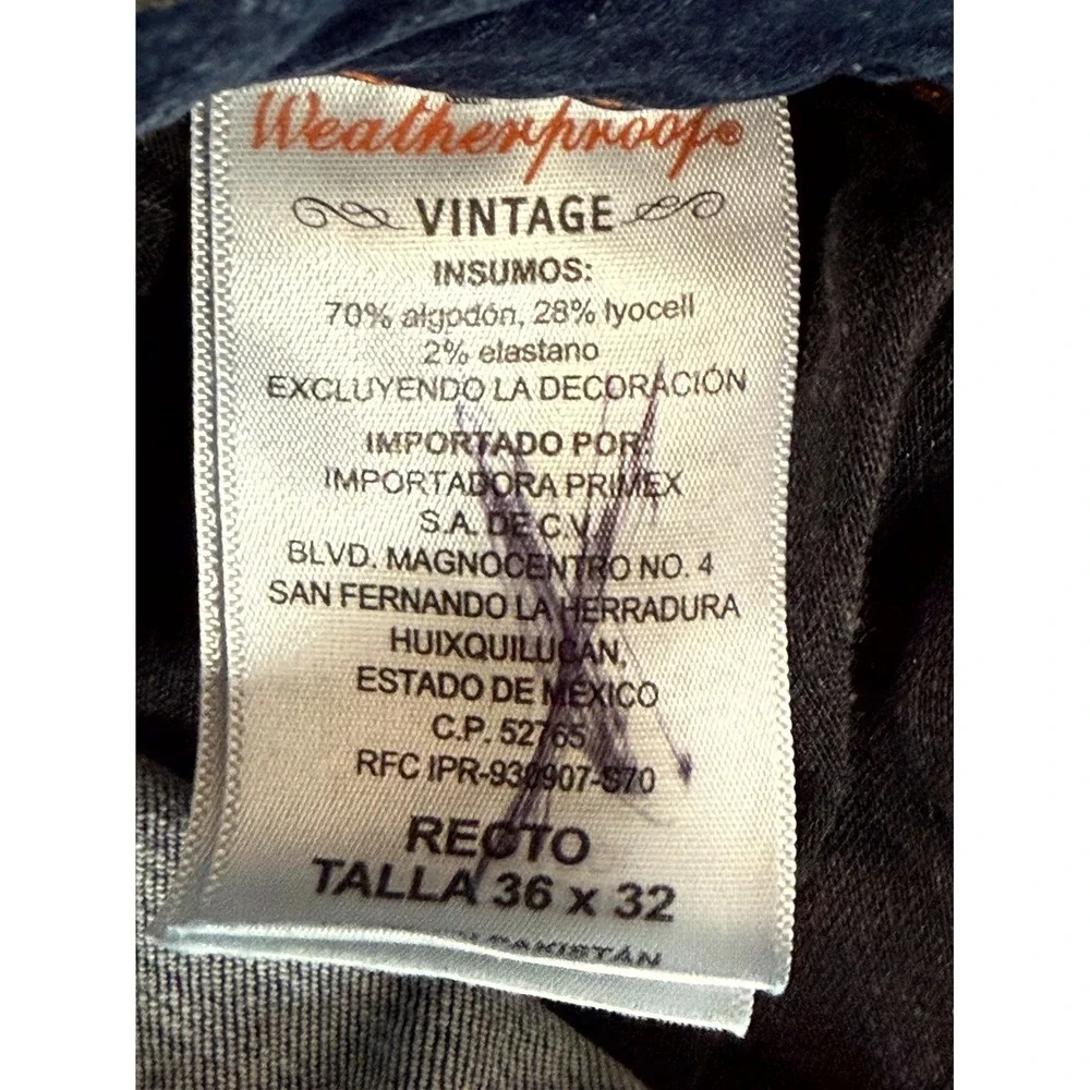 Weatherproof Vintage Jeans Mens 36x32 Blue Denim Stretch Streetwear Straight Fit